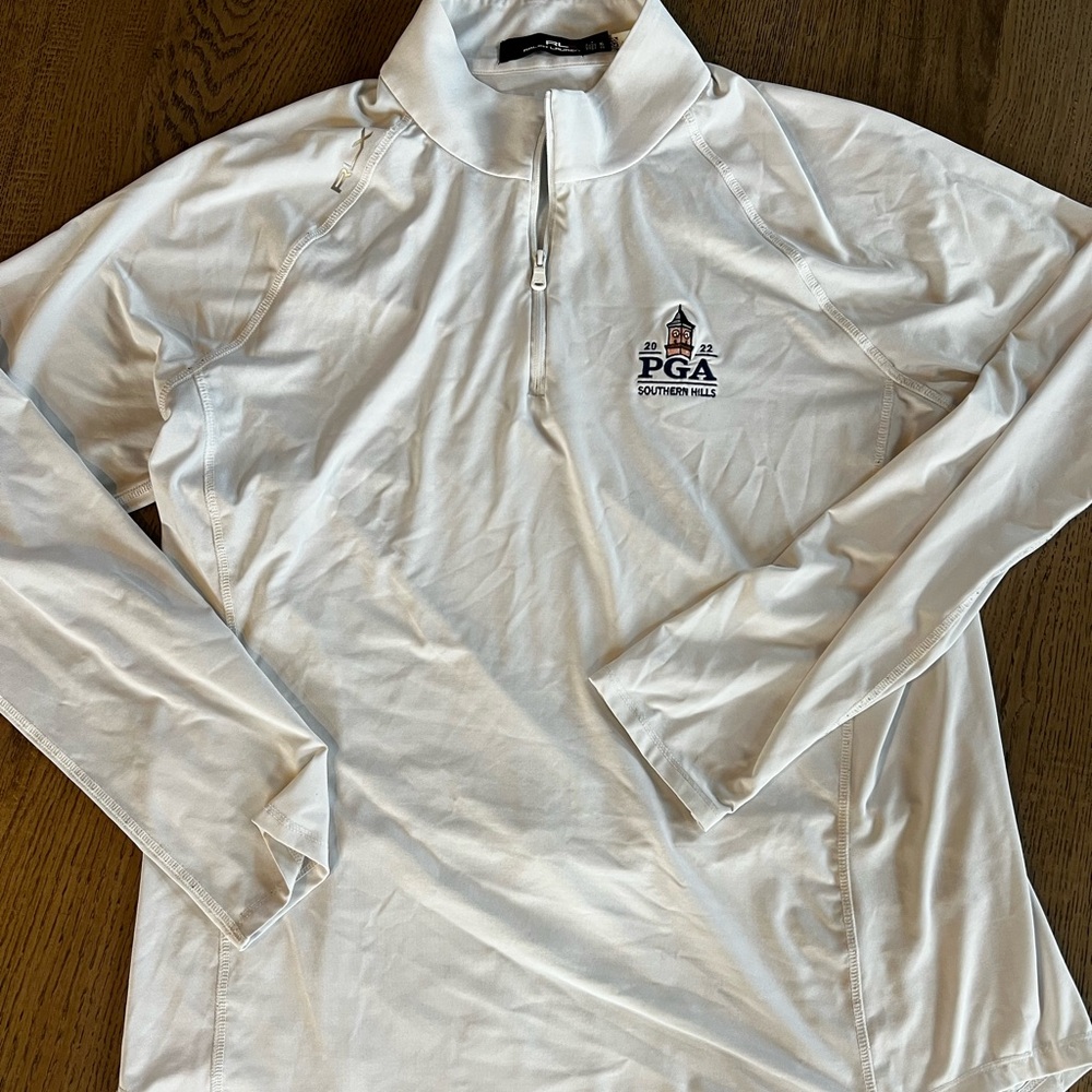 Ralph Lauren RLX White Women’s Quarter-Zip Pullover with 2022 PGA Embroidery